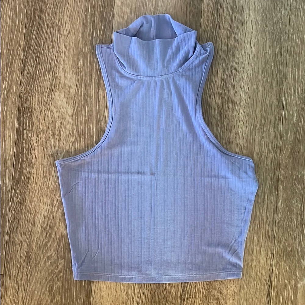 ALO Yoga Purple Ribbed Cut-Out Crop Tank
